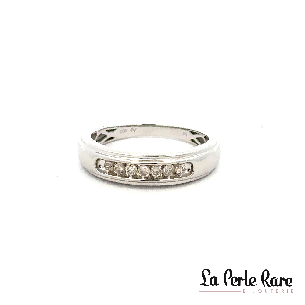 Jonc or blanc 10 carats, 25 points de diamants total - CA337187-B - Exclusivités