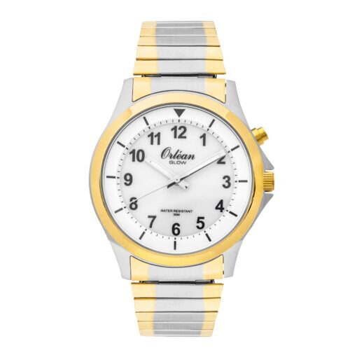 Montre extensible acier 2 tons 9blanc/jaune), fond blanc - ME3226 - Orlean