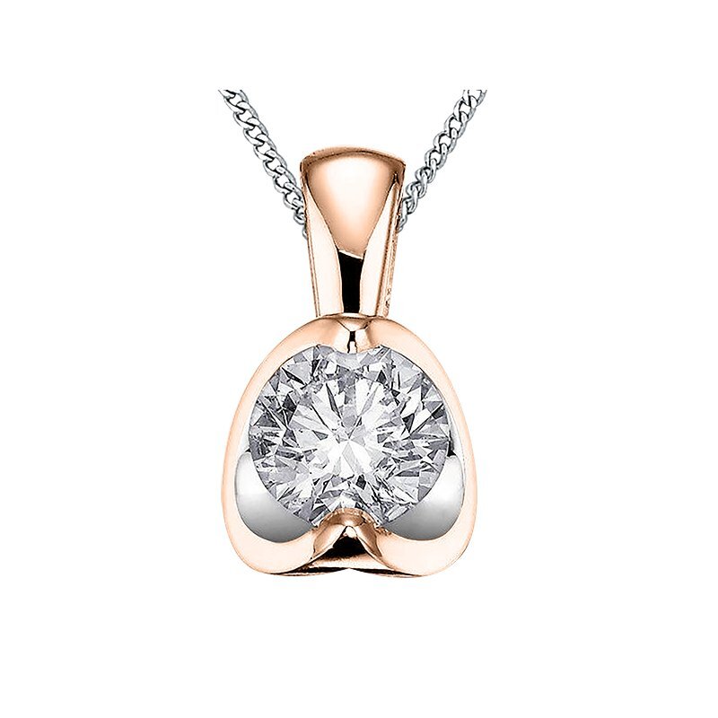 Pendentif or 2 tons (rose/blanc) 10 carats, diamant de 4 points