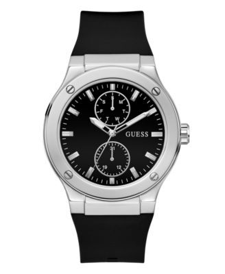 Black silicone watch, stainless steel, black dial