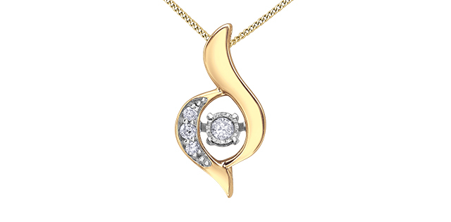 Pendentif or 2 tons (jaune/blanc) 10 carats, 5 points de diamants total - DD8129YW05 - Corona