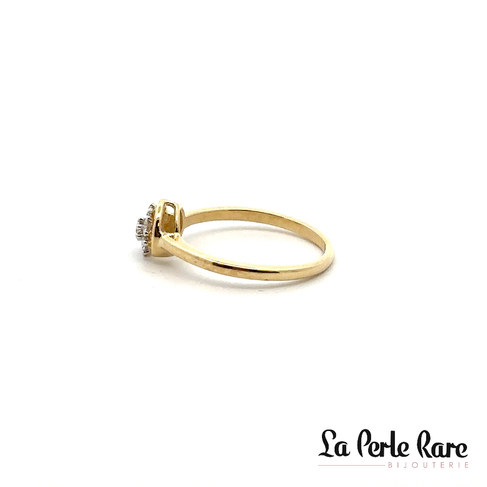 Bague fleur, or jaune 10 carats, 15 points de diamants total - SKR40755-15 - Exclusivités