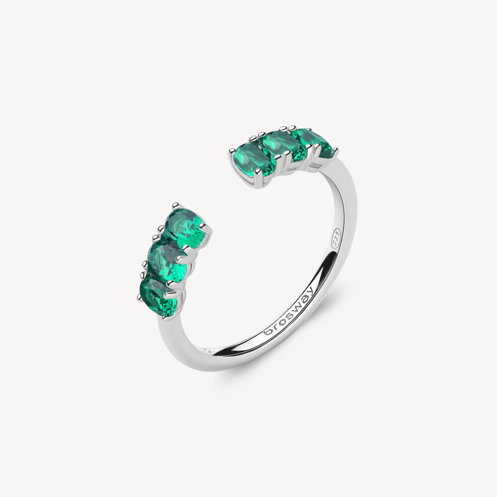  Open ring, silver, green zirconium - FLG10B - Brosway Italia