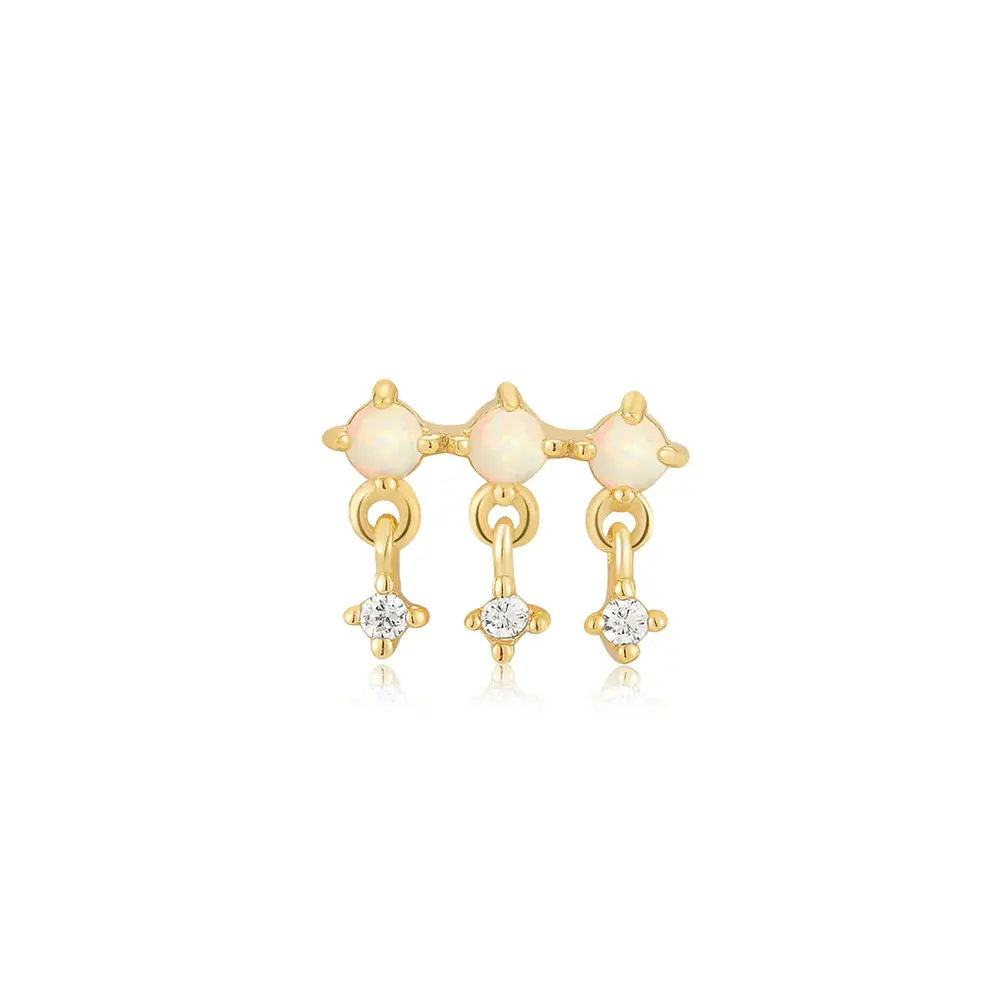 Single gold-plated silver stud earring with opals and cubic zirconia - E047-04G - Ania Haie