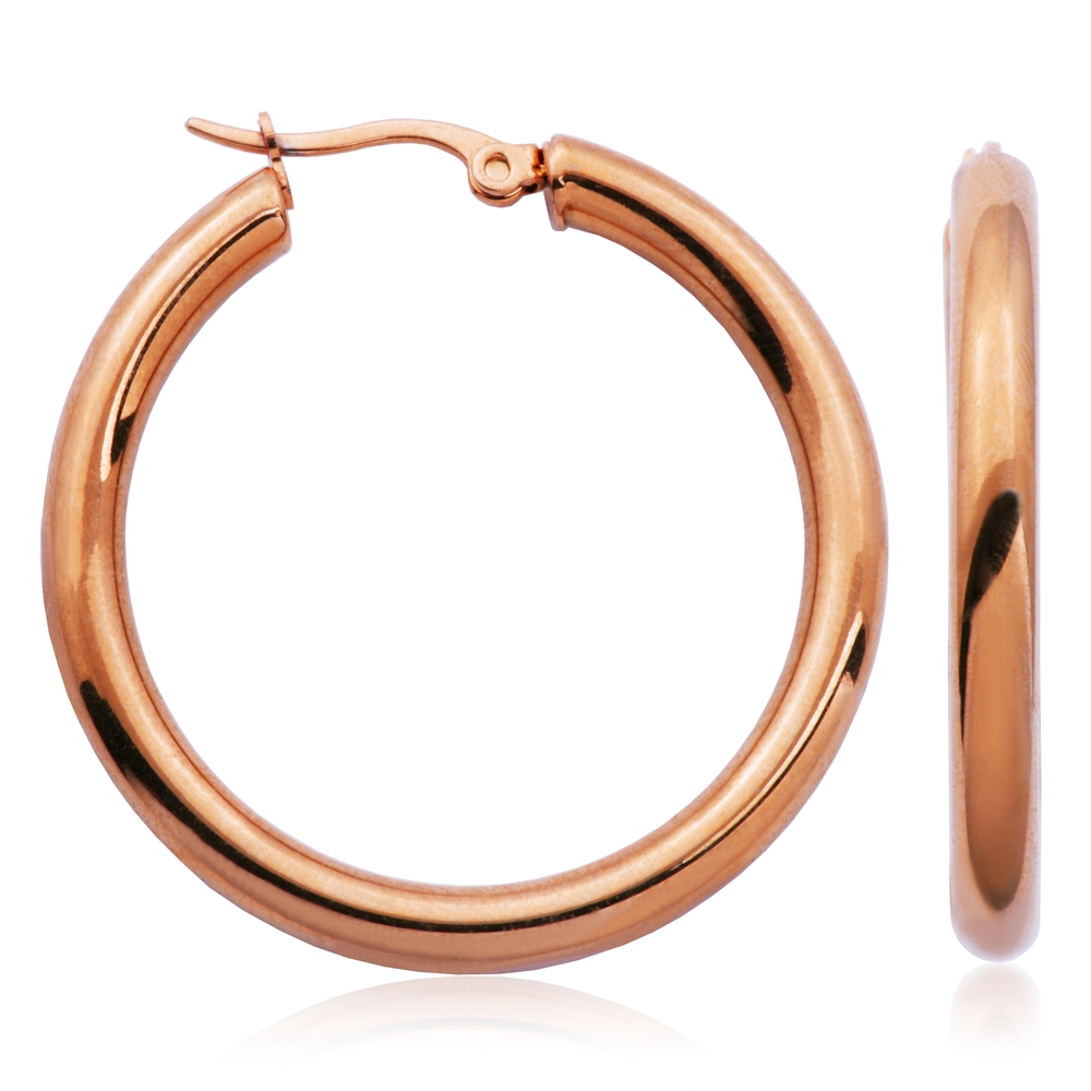 Women's 40 mm rose steel hoop earrings - T2XC530340 - Steelx