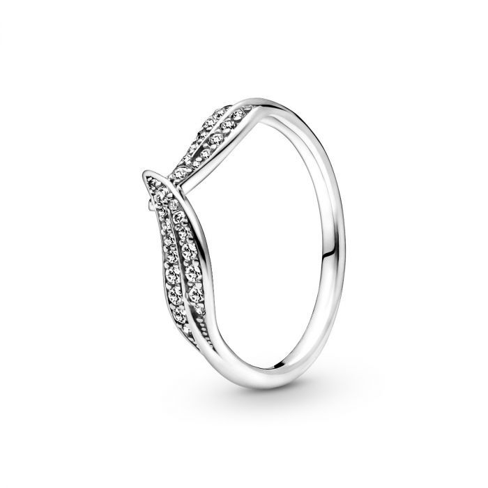 Bague feuilles scintillantes, argent, zircons