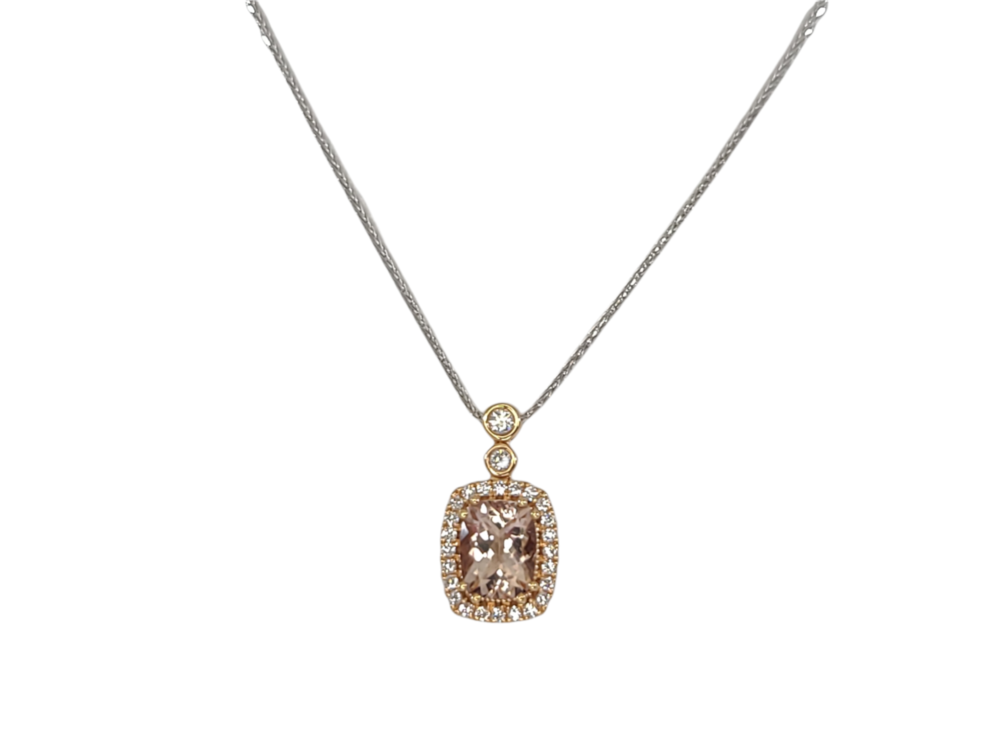 Pendentif or rose morganite+ 31 pts dia - CP3054G - Exclusivités