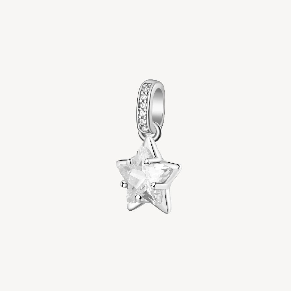 Rhodium-plated sterling silver star pendant with colorless cubic zirconia - FIW31 - Brosway Italia