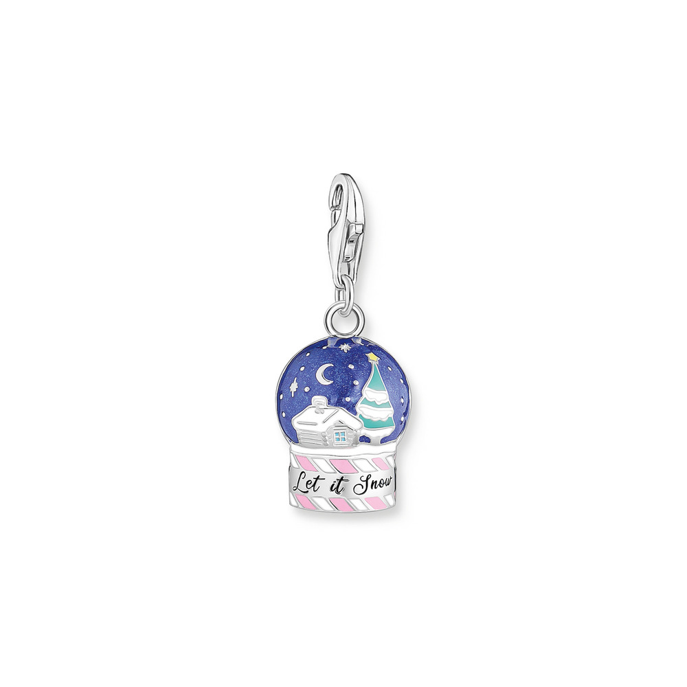 Charm boule à neige, argent, émaux multicolores