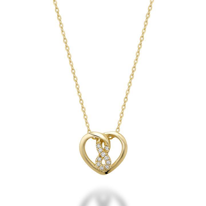 Pendentif coeur infini or jaune, 3 pts dia tot