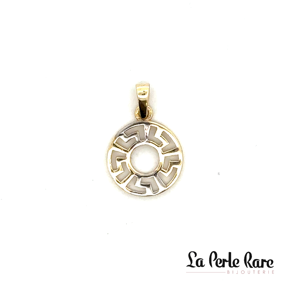 Pendentif de style Versace, or 2 tons (jaune/blanc) 10 carats, zircon incolore - MNM-292-2T-P - Exclusivités