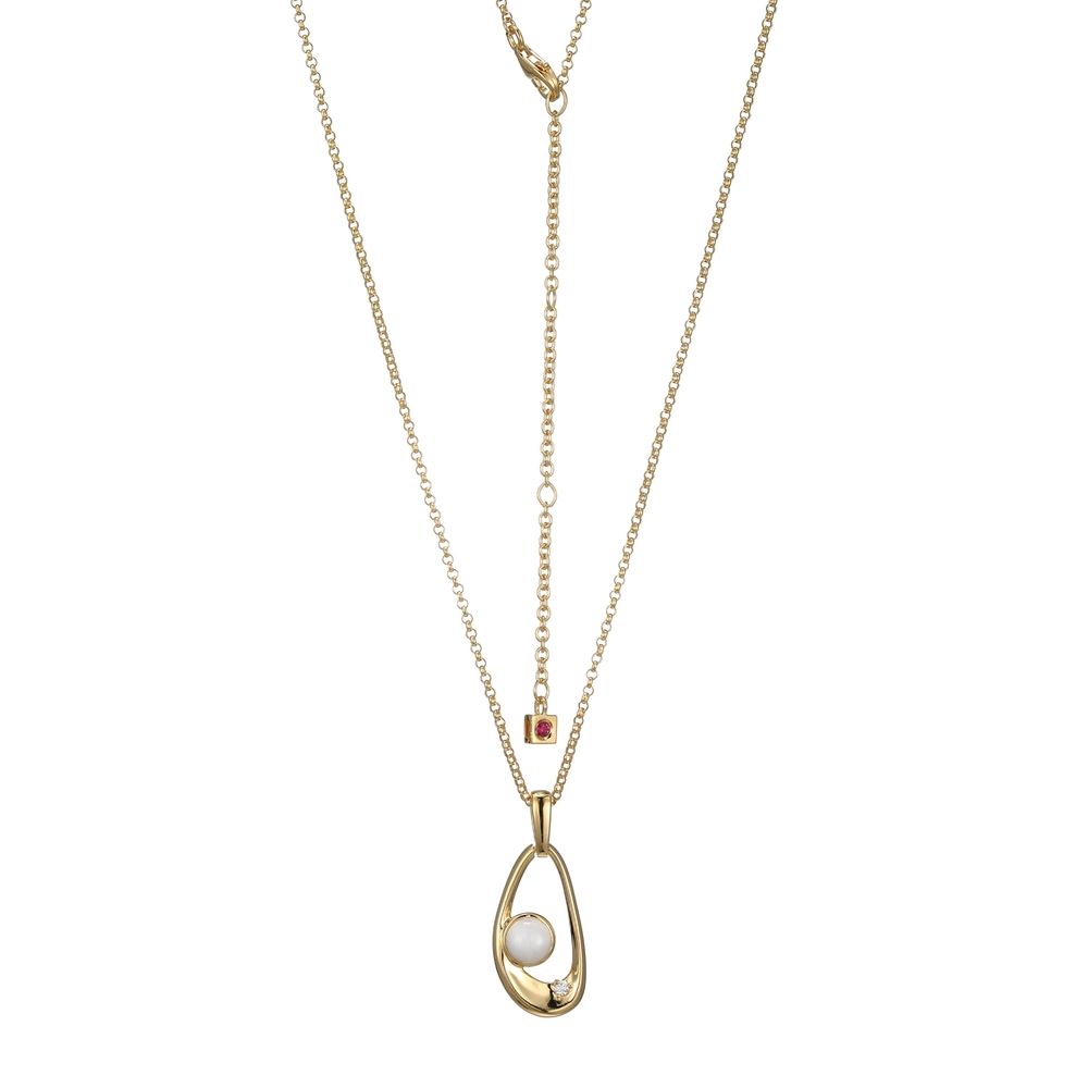 Gold-plated silver pendant with moonstone and moissanite - 30LBW0A546 - Elle