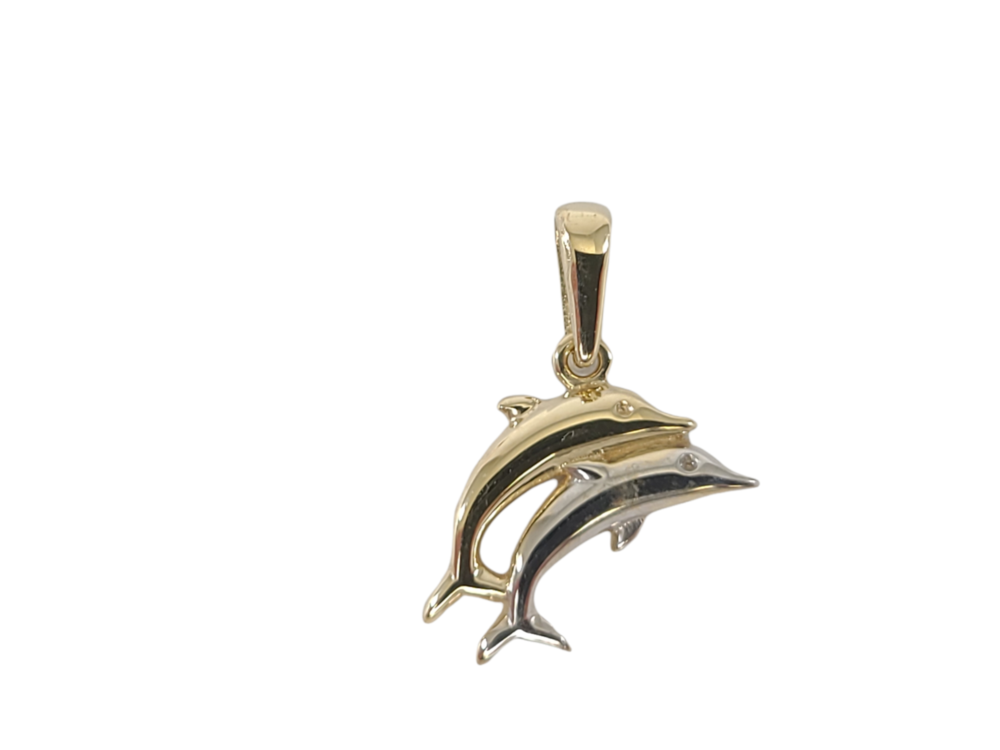 Pendentif dauphins, or 2 tons (jaune/blanc) 10 carats - PMDC0116472T - Exclusivités