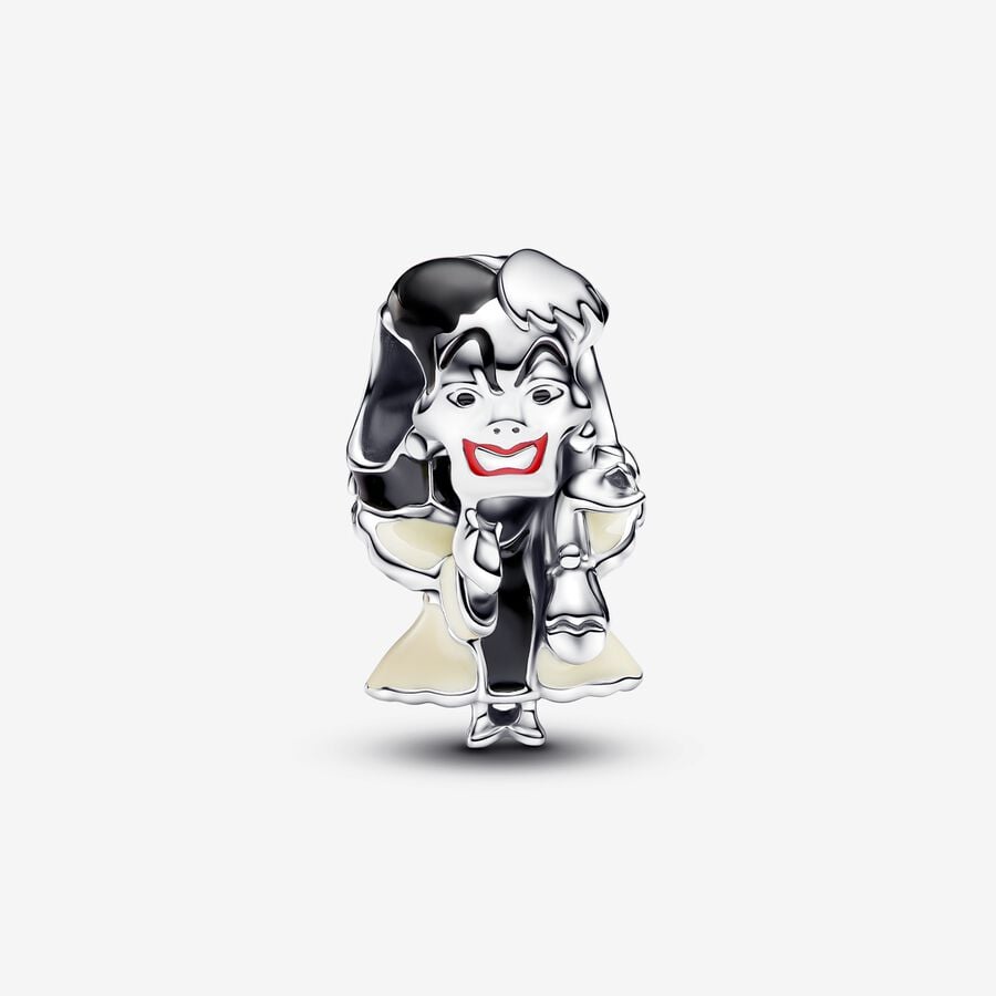 Disney Cruella de Vil charm in silver with beige and black enamel - 793424C01 - Pandora