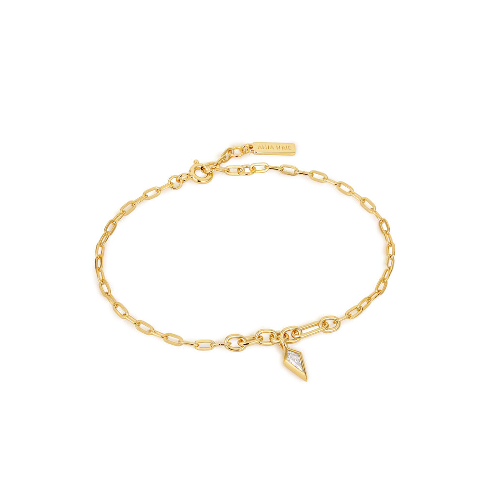  Gold-plated silver bracelet, with cubic zirconium - B041-01G-W - Ania Haie