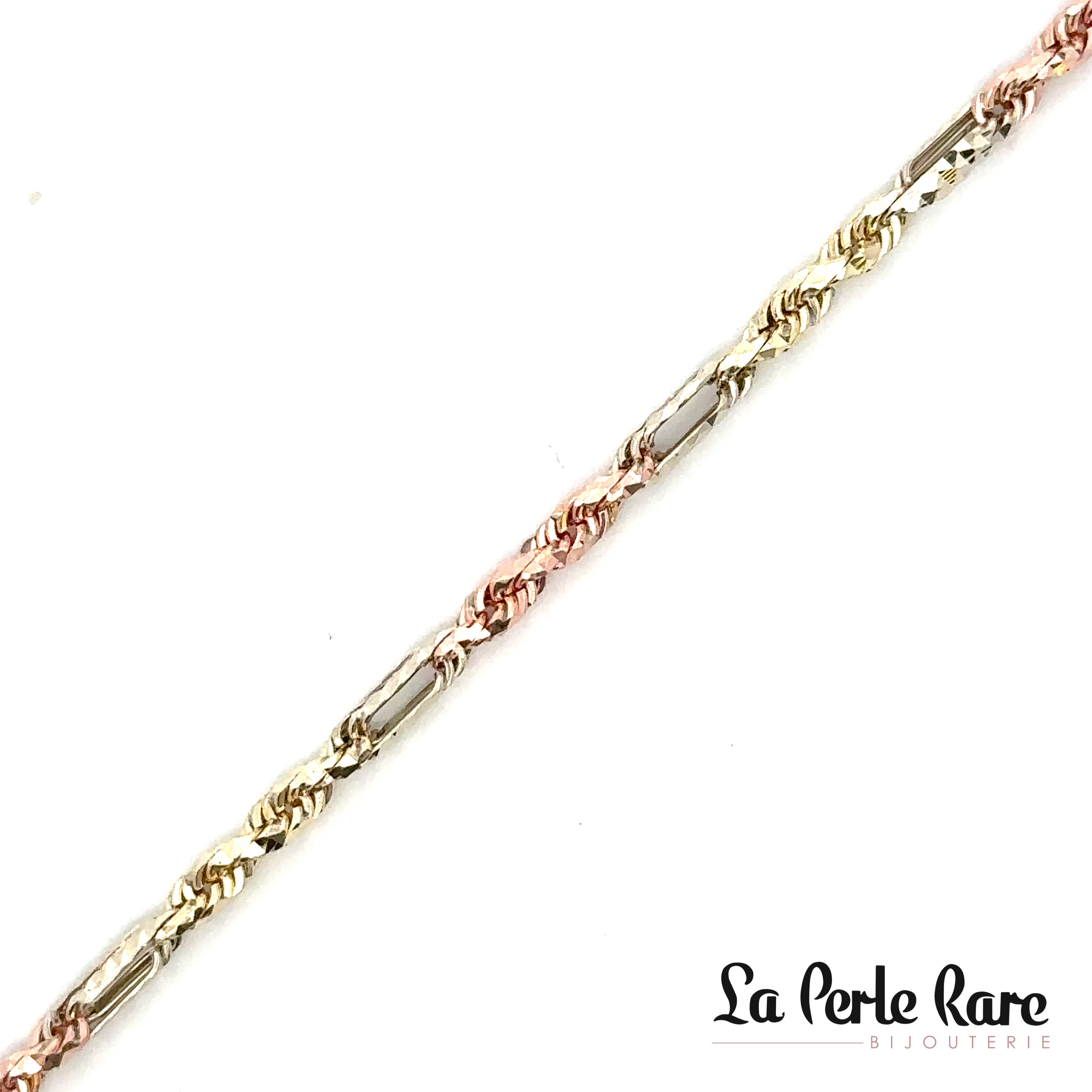 Bracelet torsade, or 3 tons (jaune/blanc/rose) - LPR-2368-8 - Exclusivités