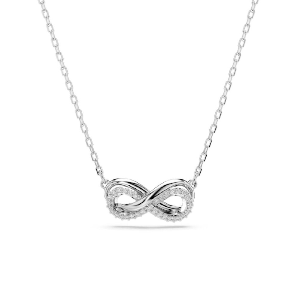 Collier infini, métal rhodié, cristaux