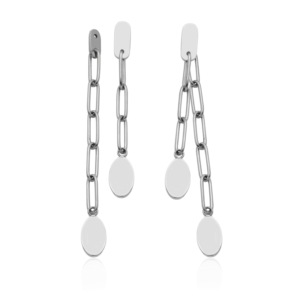 2 in 1 steel dangling earrings - T2XD830100 - Steelx