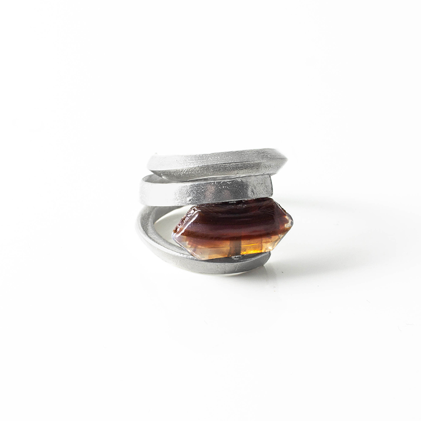 Bague étain, verre