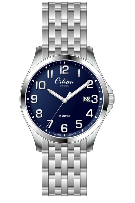 Montre acier, fond bleu - ME3434 - Orlean