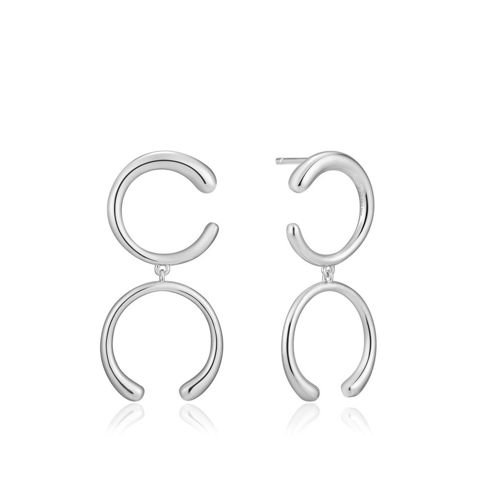 Rhodium-plated silver drop earrings - E024-01H - Ania Haie