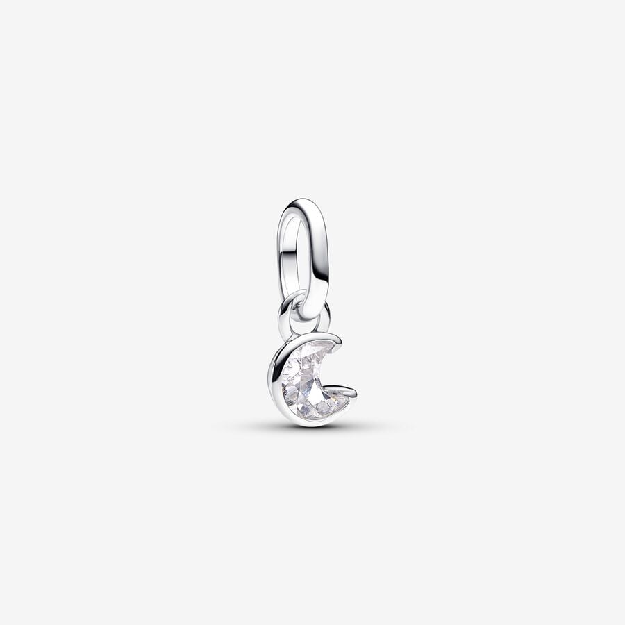 Sparkling moon charm, Silver, cubic zirconia, Pandora Me - 793364C01 - Pandora