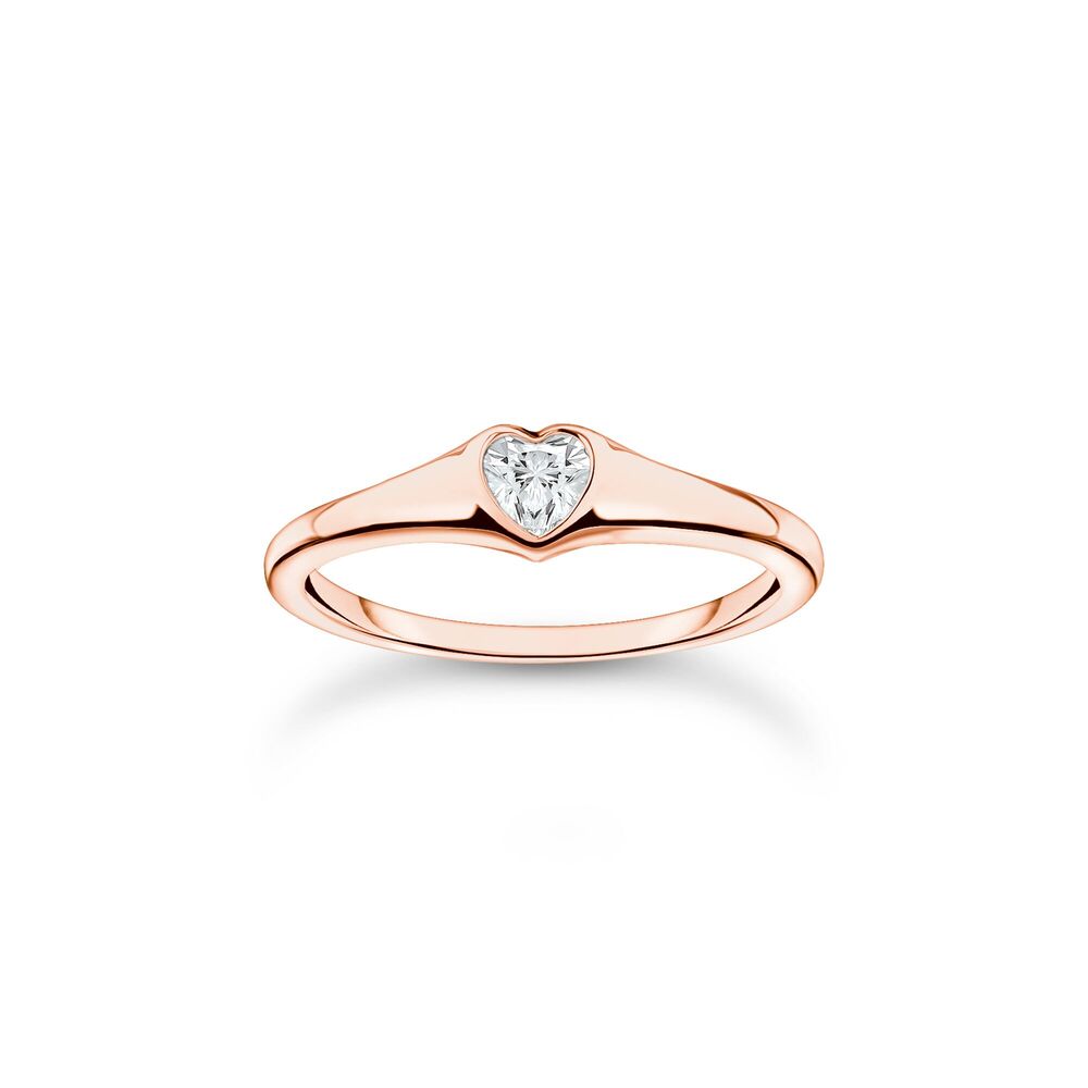 Bague coeur argent rosé, zircon blanc - TR2390-416-14-52 - Thomas Sabo