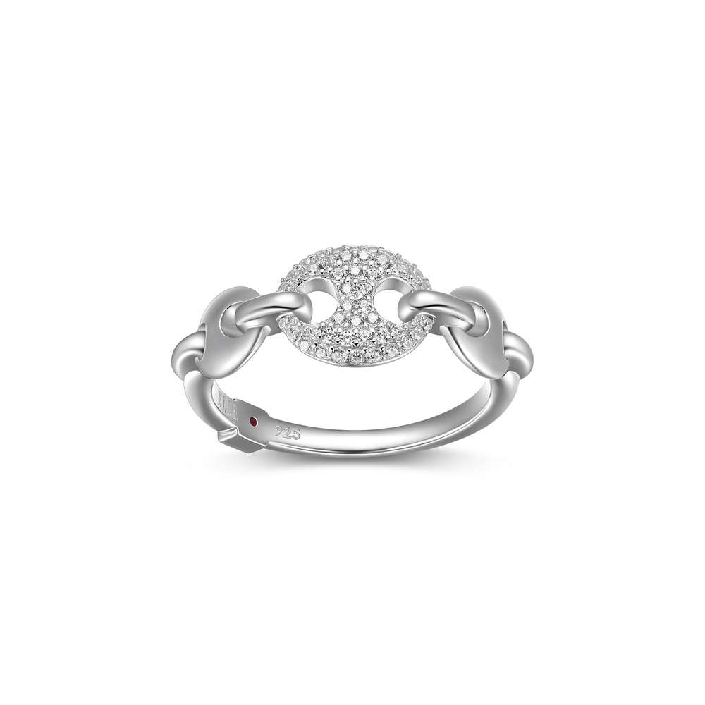 Bague argent rhodié, zircons