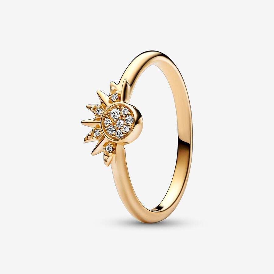 Bague soleil céleste scintillant, pandora shine, zircons