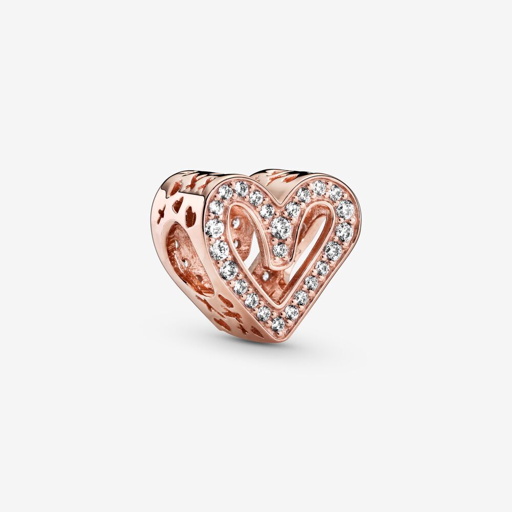 Bille coeur dessiné à la main scintillant, cz incolores pandora rose - 788692C01 - Pandora