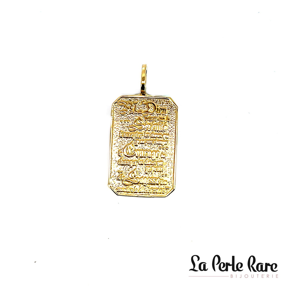 Pendentif Prière de la Sérénité, or jaune 10 carats