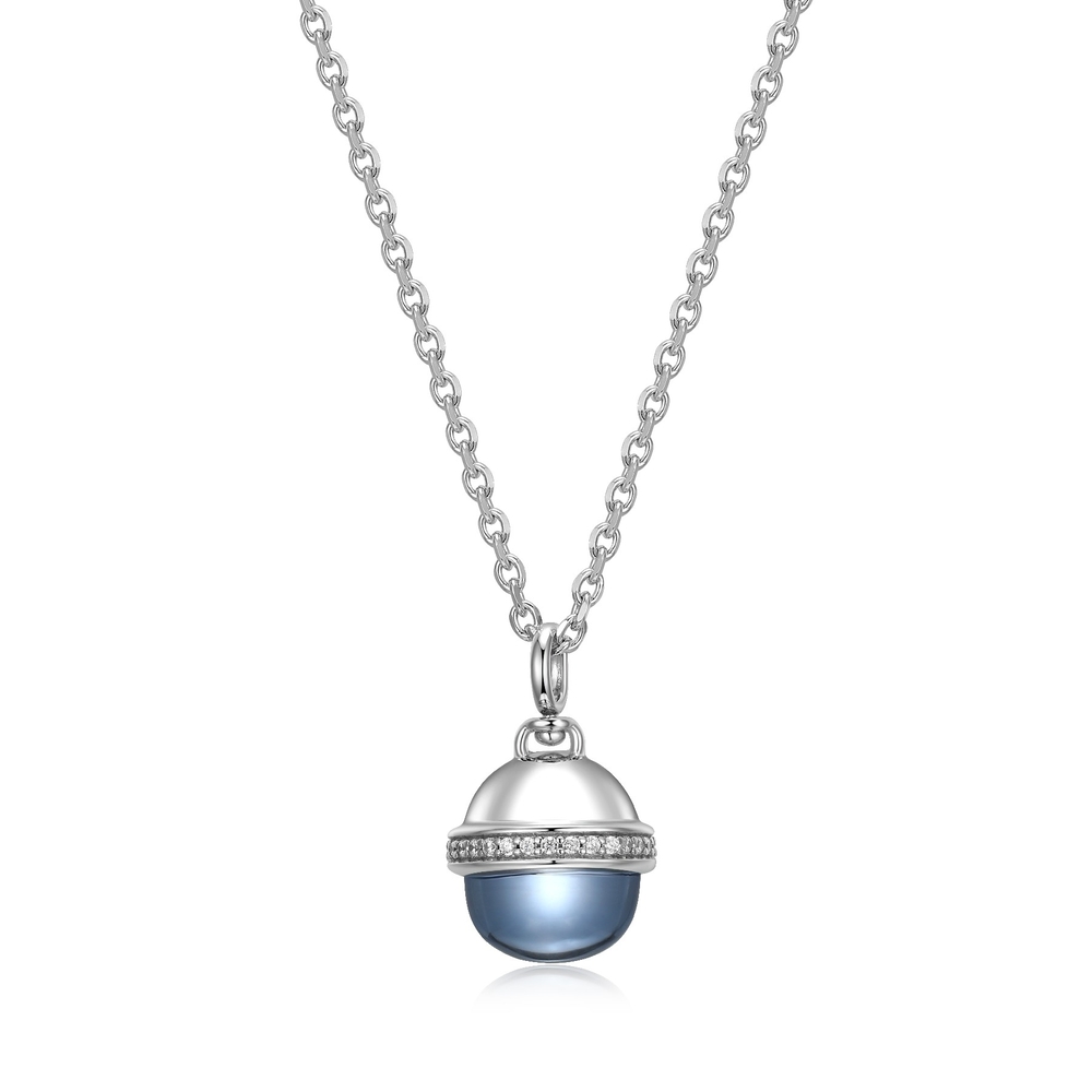 Pendentif argent rhodié, quartz bleu synthétique, zircons - R0LBYHBV48 - Elle