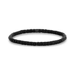 Bracelet extensible, acier inoxydable noir, agates noires - AS-B391-S - Arz Steel