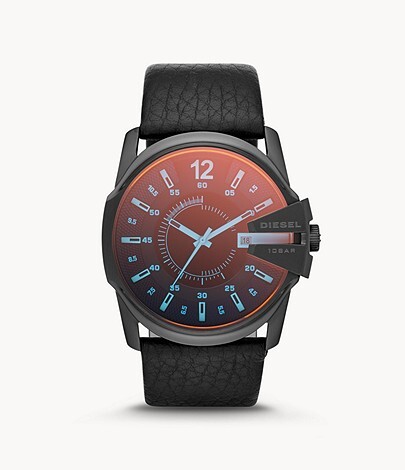 Black leather watch, black steel - DZ1657 - Diesel