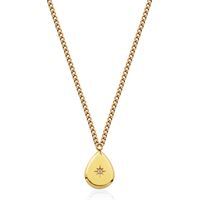 Golden steel starbust necklace, cz - T3XD970218 - Steelx