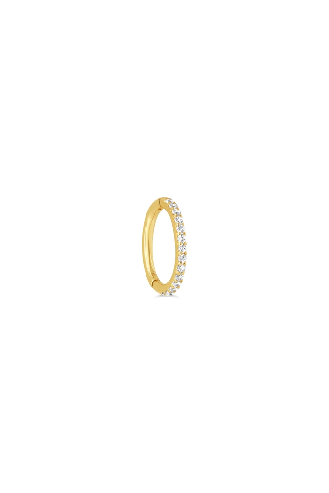 Dormeuse (seule) or jaune 14 carats, zircons incolores - 7053 - Exclusivités