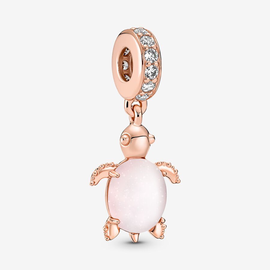 Bille tortue de mer rose en verre de murano et zircons incolores, pandora rose - 788939C01 - Pandora