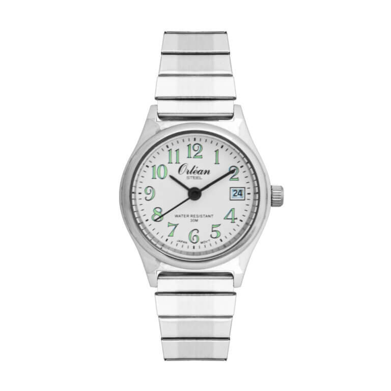 Montre extensible, acier inoxydable, fond blanc - ME3537 - Orlean