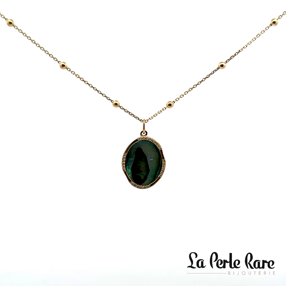 14K Yellow Gold Pendant, Abalone Shell, 7 Diamond Points Total - 13979SBN4YXA1 - Exclusivity