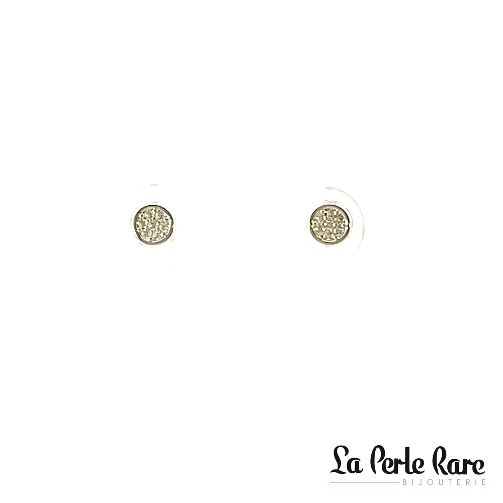 White gold fixed earrings paved with zirconium - 9477-B - Exclusivity