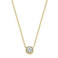 Collier acier doré avec zircon 18 + 2 po - T0XD960218 - Steelx