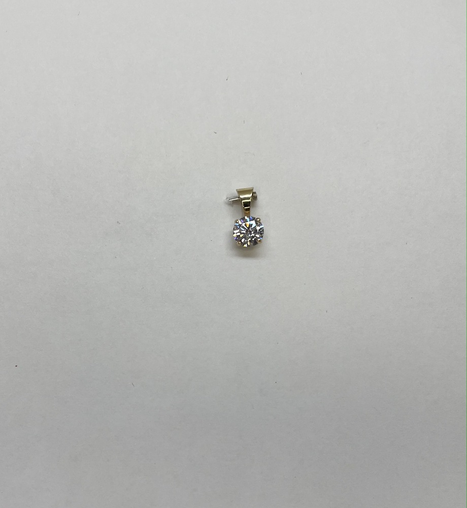 Pendentif or jaune, zircon 5 mm