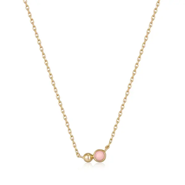 Collier argent doré, quartz rose - N045-02G-RQ - Ania Haie