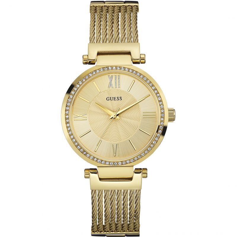 Gold stainless steel watch, crystals - W0638L2 - Guess