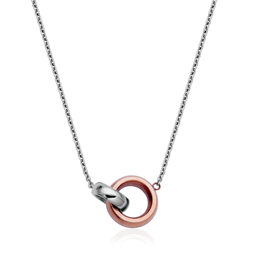 Collier acier 2 tons (blanc/rose)