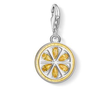 Silver and yellow zirconium lemon charm