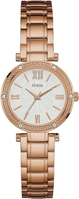 Rose gold stainless steel, crystals - W0767L3 - Guess