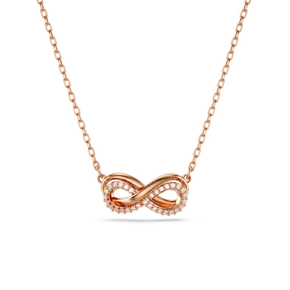 Collier infini, métal rosé, cristaux