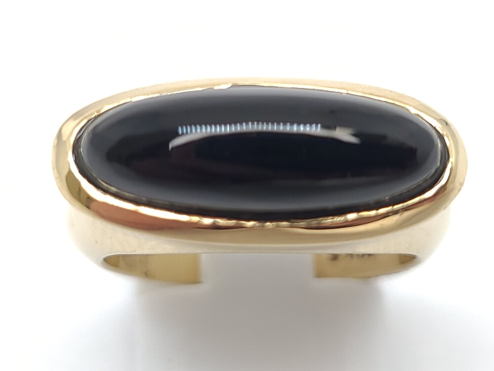 Bague en or jaune avec onyx véritable - 25973 - Exclusivités