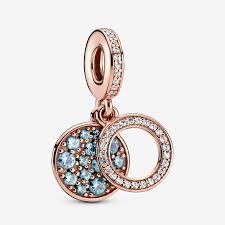 Bille disque bleu clair scintillant, cristal bleu, cz incolores pandora rose - 789186C03 - Pandora